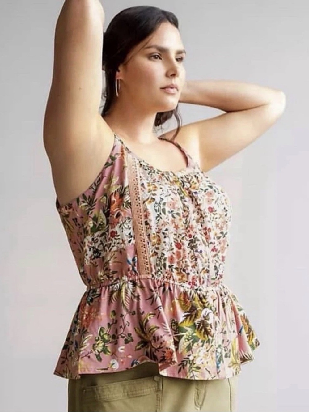 Anthropologie Tiny Thea Button Front Peplum Tank 1x NWT